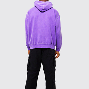 Sudaderas con Capucha para Hombre, Color Morado, 100% Algodón, Felpa Ecológica, para Entrenamiento, Casual, Invierno, Lavado Ácido, con Logotipo Personalizado - Product Image 5