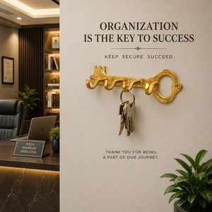Handcrafted Solid Brass Key Shaped Key Holder Wall Mounted Decorative 5 Hook Organizer Vintage Entryway Home Office Decor <b>Rack</b> - Product Image 3