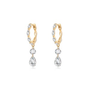 Boucles d'oreilles pendantes en or 14 carats avec diamant de laboratoire taille brillant, bijou unique pour femme, cadeau idéal pour mariage, fête ou anniversaire - Product Image 1
