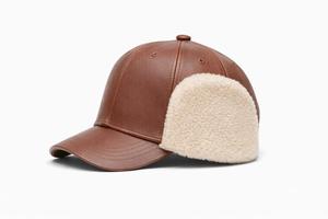 Premium Genuine Leather Winter Baseball Cap with Sherpa Ear Flaps – Warm Outdoor Men's <b>Hat</b> - Product Image 6