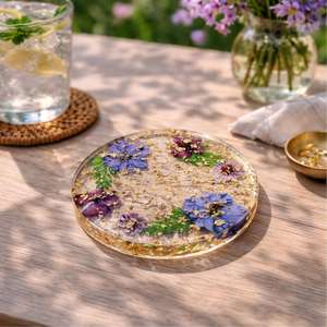 Real Dried Flower Resin Coaster Handmade Floral Coaster Gold Flakes Coaster Aesthetic <b>Gift</b> <b>for</b> <b>Her</b> <b>Unique</b> Home Decor - Product Image 3