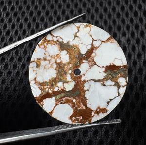 Jaspe Cheval Sauvage 28,5 mm, 0,7 mm d'épaisseur, coupe plate, trou central de 2 mm, cadran de montre unique, pierre précieuse naturelle, a K Gems GMC-1896 - Product Image 3