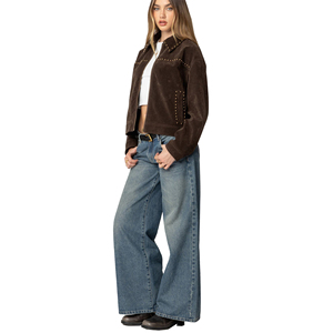 <b>Women</b> Short Genuine Leather <b>Jacket</b> Ladies Cropped Biker Slim Fit <b>Zip</b>-<b>Up</b> Black Customized Logo Factory Rate Wholesale - Product Image 5