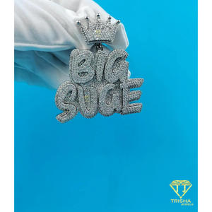 Collar Personalizado con Colgante de Corona 'BIG SUGE' con Diamantes de Moissanita, Estilo Hip Hop, Cadena de Lujo con Brillo Intenso - Product Image 4