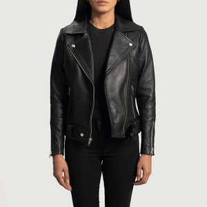 Premium Women Black Real Leather Biker <b>Jacket</b> Classic Slim Fit Soft <b>Sheepskin</b> Moto <b>Jacket</b> Fashion Biker Coat - Product Image 1