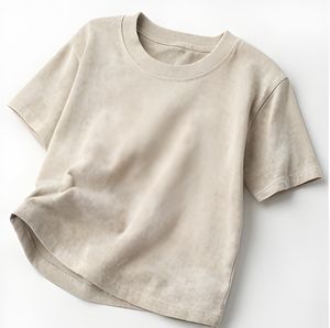 T-shirt Oversize en Molleton Gratté 240 g/m² en Coton Lourd, Épaules Tombantes, Uni, Vierge, Style Streetwear – Vente en Gros - Product Image 1