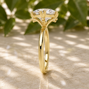 Anillos de Compromiso y Matrimonio de Oro de 14K con Diamante Cultivado en Laboratorio de Corte Princesa de 1.00ct-5.00ct, 8 Puntas, Certificado IGI, para Mujer - Product Image 3