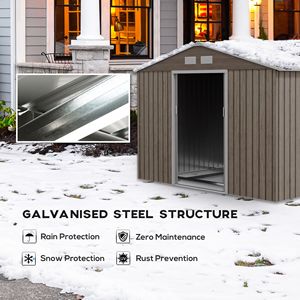 Marrone chiaro 9X6 FT giardino esterno capannone strumento di stoccaggio edificio con 4 prese d'aria e 2 porte scorrevoli - Product Image 5