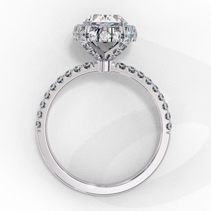 Anillo de compromiso con halo de diamantes de corte ovalado y pavé, anillo nupcial - Product Image 5