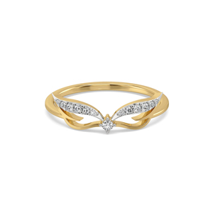 Womens Yellow Gold Diamond Engagement <b>Ring</b> With Wing Design Round Brilliant Cut Romantic Style - Product Image 1