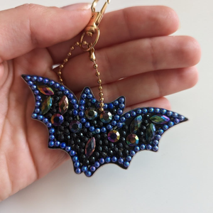 DIY Couple's Heart-shaped <b>Keychain</b> Pendant, Full-bead Embroidered Cross-stitch Heart-shaped Pendant - Product Image 6