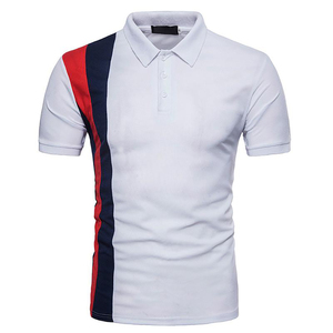 Polo pour homme à blocs de couleur, manches courtes, tricoté, décontracté, respirant, design uni, boutons sur le devant, coupe classique - Product Image 4