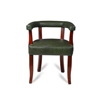 Fauteuil bas en cuir vert olive avec structure en bois d'akazie massif, fauteuil d'appoint moderne pour salon et hôtel (vente en gros)