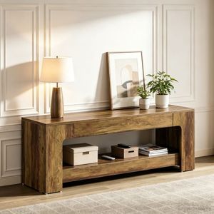 Tavolo Console Lungo in Legno di Pino, Design Rustico Moderno e Lussuoso, Tavolino Laterale per Camera da Letto, Stile Shabby Chic per Casa o Hotel - Product Image 4