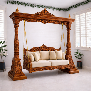 Classic Designer Oonjal For Indoor Living Area Buy Victorian Style Wooden Swing For Home Premium Gold Finish Swing Set - Product Image 2