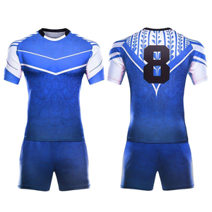 Maillot de rugby personnalisé imprimé en 3D, 100 % polyester, impression par sublimation, léger, respirant, col rond, manches courtes, maille - Product Image 1