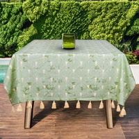 Nappe tissée à carreaux YA FABRIC pour la maison, avec imprimé blanc et pompons, 150 x 220 cm, 210 g/m², 100 % coton