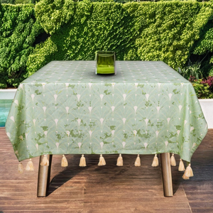 ผลิตภัณฑ์สิ่งทอในบ้านผ้าปูโต๊ะพิมพ์ลายหลากสีพร้อมพู่ขนาด150x220ซม. 210 100% แกรม - Product Image 1