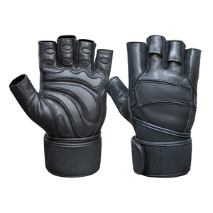 <b>Half</b> Finger Leather Fitness Gloves With Adjustable Wrist Strap For Gym Weight Lifting Unisex Breathable Non <b>Slip</b> - Product Image 1