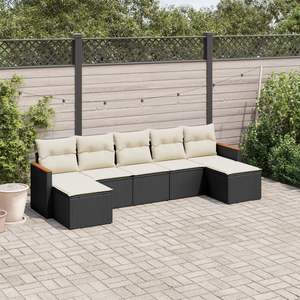 Ensemble de canapés de jardin noir et blanc crème, meubles d'extérieur en rotin, coussins en mousse haute densité imperméables, design contemporain - Product Image 3