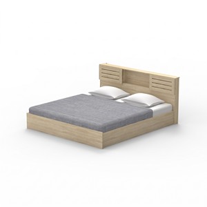 Lit plateforme moderne 2242 Queen Size avec sommier à lattes, tête de lit de rangement et étagère centrale, mobilier de chambre à coucher - Product Image 4
