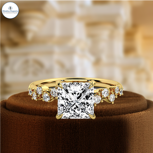 1.5CT Princess Cut <b>Diamond</b> Engagement <b>Ring</b>, Lab Grown <b>Diamond</b> <b>Ring</b>, 14K White Yellow Gold Wedding <b>Ring</b> For Her Bridal Promise - Product Image 3