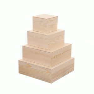 กล่องของขวัญไม้สนแบบไม่เคลือบผิวหลายขนาด - ปรับแต่งขนาดได้ตามต้องการ ฝาปิดด้านบนและด้านล่าง สำหรับจัดเก็บเครื่องประดับในวันคริสต์มาส - Product Image 4
