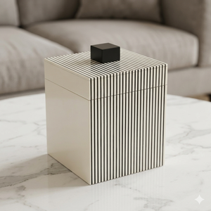 Premium Black & White Resin Storage <b>Box</b> with Lid – Stylish Decorative Organizer for Home & Gifting - Product Image 1