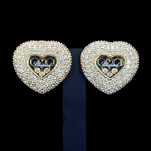 Pendientes de Corazón con Diamantes Móviles Certificados por IGI en Oro de 14K, con Diamantes Naturales, Elegantes para Fiestas y Regalo de Aniversario - Product Image 1