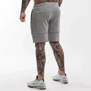 Custom Logo Mens Fleece Gym Shorts Casual <b>Athletic</b> Sweat Shorts Grey Cotton French Terry Drawstring Shorts With Zipper Pocket - Product Image 2