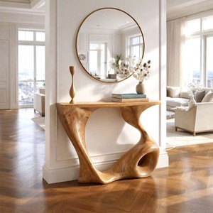 Handmade Wooden Console <b>Table</b> meticulously handcrafted from solid natural wood refined artistry entryway <b>table</b> for living room - Product Image 3