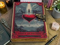 Carnet en cuir Tarot des Trois Épées, style vintage gothique, livre de sorts Wiccan, reliure cousue, 200 feuilles de papier à bords festonnés, collection Herb Heritage