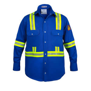Chemise FR haute visibilité résistante à la flamme 100% coton 7 oz taille 3X-grand bleu royal-pour vêtements de sécurité haute visibilité - Product Image 1