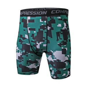 Men's Solid Casual Compression Shorts <b>Mid</b> Elastic Waist Quick Dry Knitted Worsted Fabric Pockets - Product Image 2