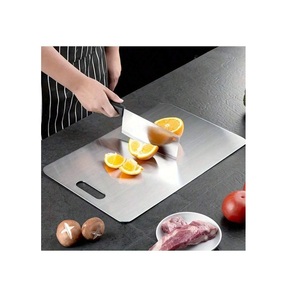 Planche à découper en acier inoxydable pur épaissi, planche à découper antibactérienne pour la cuisine, planches à découper en métal - Product Image 1