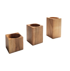 Juego de 3 portavelas de madera para té, candelabros de madera natural, candelabros ligeros para bodas, cenas, vacaciones - Product Image 1