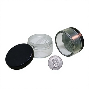Fabricado en Taiwán, Envase de Plástico PS Vacío para Cosméticos, Tamaño de Viaje 8.5g, Tapa Negra, Tarro para Polvo Suelto con Etiqueta Adhesiva de Sellado - Product Image 3