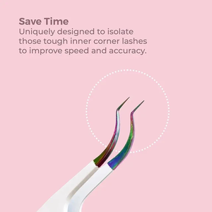 Pinzas con Logotipo Personalizado, Punta de Fibra para Volumen, Pinzas de Aislamiento de Acero Inoxidable Alemán, Pinzas para Extensión de Pestañas en Negro Mate - Product Image 2