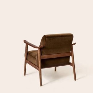 Midcentury Modern Eco-Friendly Wooden Armchair with Brown Velvet Upholstery Solid <b>Back</b> Living Room <b>Chair</b> for Hotel Apartment Use - Product Image 6
