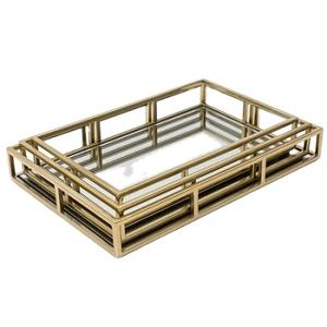 Miroir doré plateau artisanat miroir coiffeuse plateau maison mariage décoration cadeaux idées pièce maîtresse miroir plateau Premium - Product Image 1