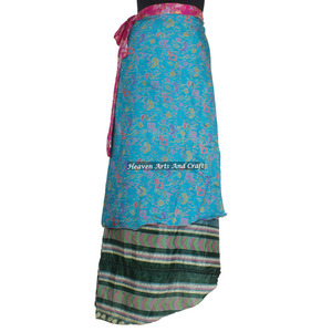 Boho New Ladies Beautiful Beach Wear Silk Magic Wrap Skirt Recycled Silk Saris Style Skirts Sarongs Skirts Indian <b>Old</b> Saree - Product Image 1
