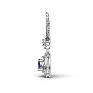 Collier pendentif en or 18 carats avec diamant bleu de laboratoire, pierre ronde Gemme et accent floral - Product Image 2