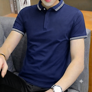 เสื้อยืดคอตตอนคุณภาพสูงสำหรับผู้ชาย แขนสั้น คอปกพับได้ พิมพ์ลาย สวมใส่สบายๆ สำหรับฤดูร้อน - Product Image 3