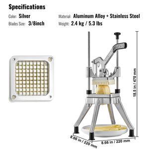 Affettatrice Professionale Kattex per Verdura e Frutta, Lama da 3/8'', Taglia Patatine Fritte, Affetta Cipolle, in Acciaio Inox per Uso Commerciale - Product Image 5