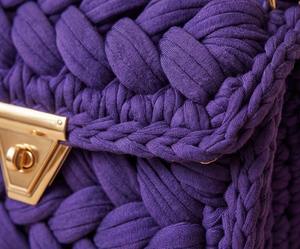 Bolso Étnico Morado Trenzado Hecho a Mano con Perlas y Dos Correas, Bolso de Hombro Boho de Algodón Tejido - Product Image 3