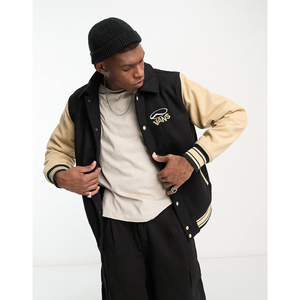 Veste de style universitaire pour homme, style High Street, avec patchs brodés, coupe ajustée, polyester/coton, couleur personnalisée, veste universitaire pour homme - Product Image 1