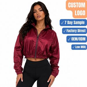 Premium Nylon Lightweight Cropped Windbreaker <b>Jacket</b> Custom Logo OEM ODM Wholesale - Product Image 1