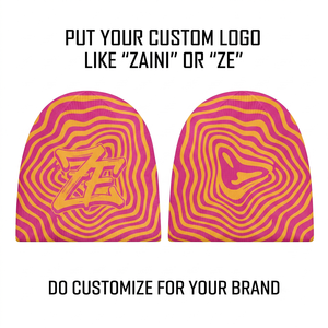 Gorro de Punto Acrílico Premium de 125 GSM, Color Rosa Dorado, Patrón de Ondas Jacquard, Logotipo Personalizado, Gorro de Invierno Suave, Cálido y Elástico - Product Image 1