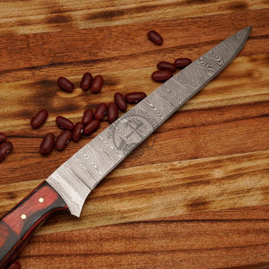 Couteau à fileter de pêche en acier Damas neuf de 8 pouces, ambidextre, manche en Pakkawood, multi-usage, fait main, pour l'extérieur et la cuisine - Product Image 3