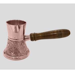 หม้อกาแฟทองแดงทำมือทรงกลมแบบตุรกี พร้อมด้ามจับไม้ ดีไซน์ดั้งเดิม สำหรับเครื่องชงกาแฟและชา - Product Image 2